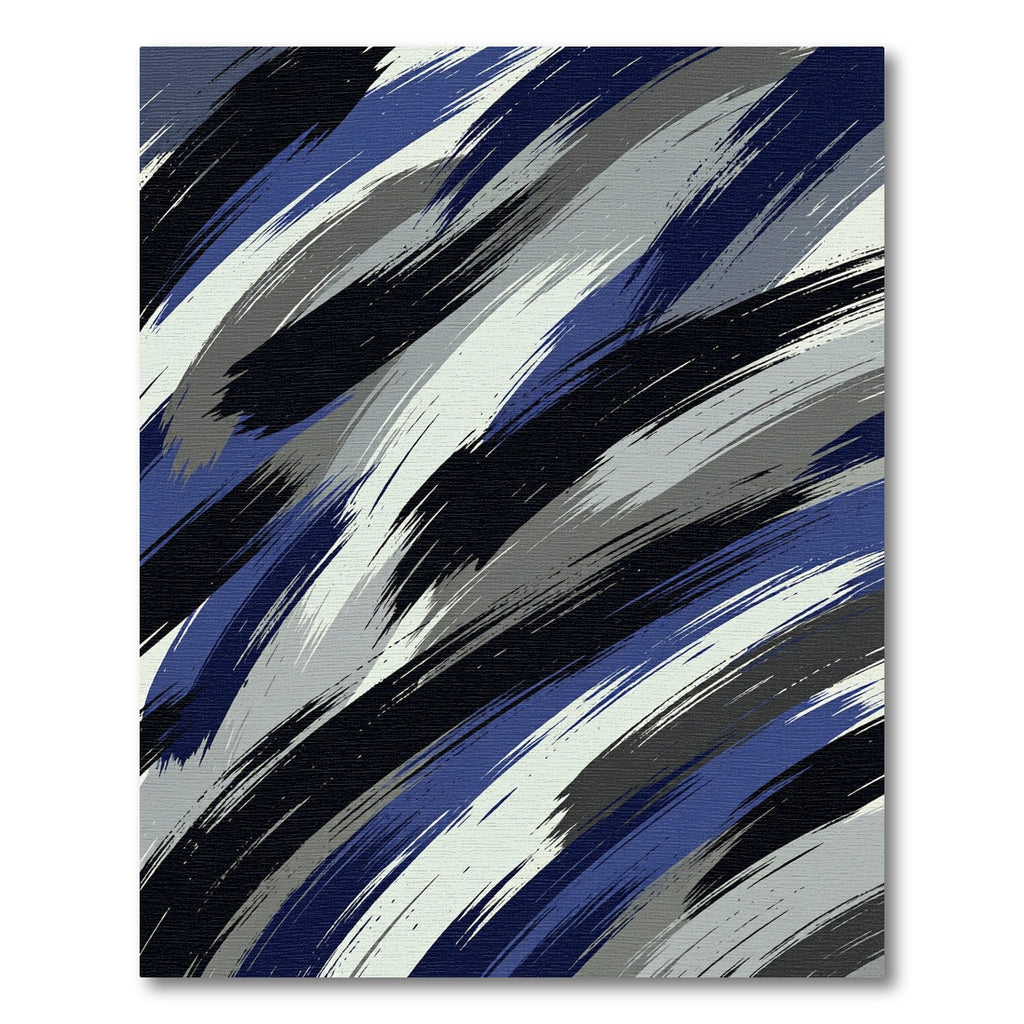 Dynamic Blue Gray Brush Stroke Rug
