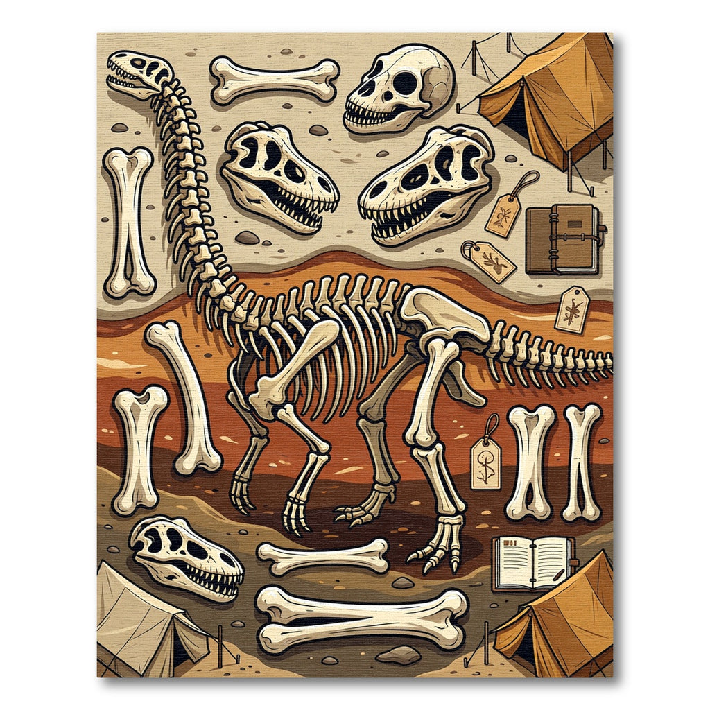 Paleontological Fossil Expedition Earth Tones Rug