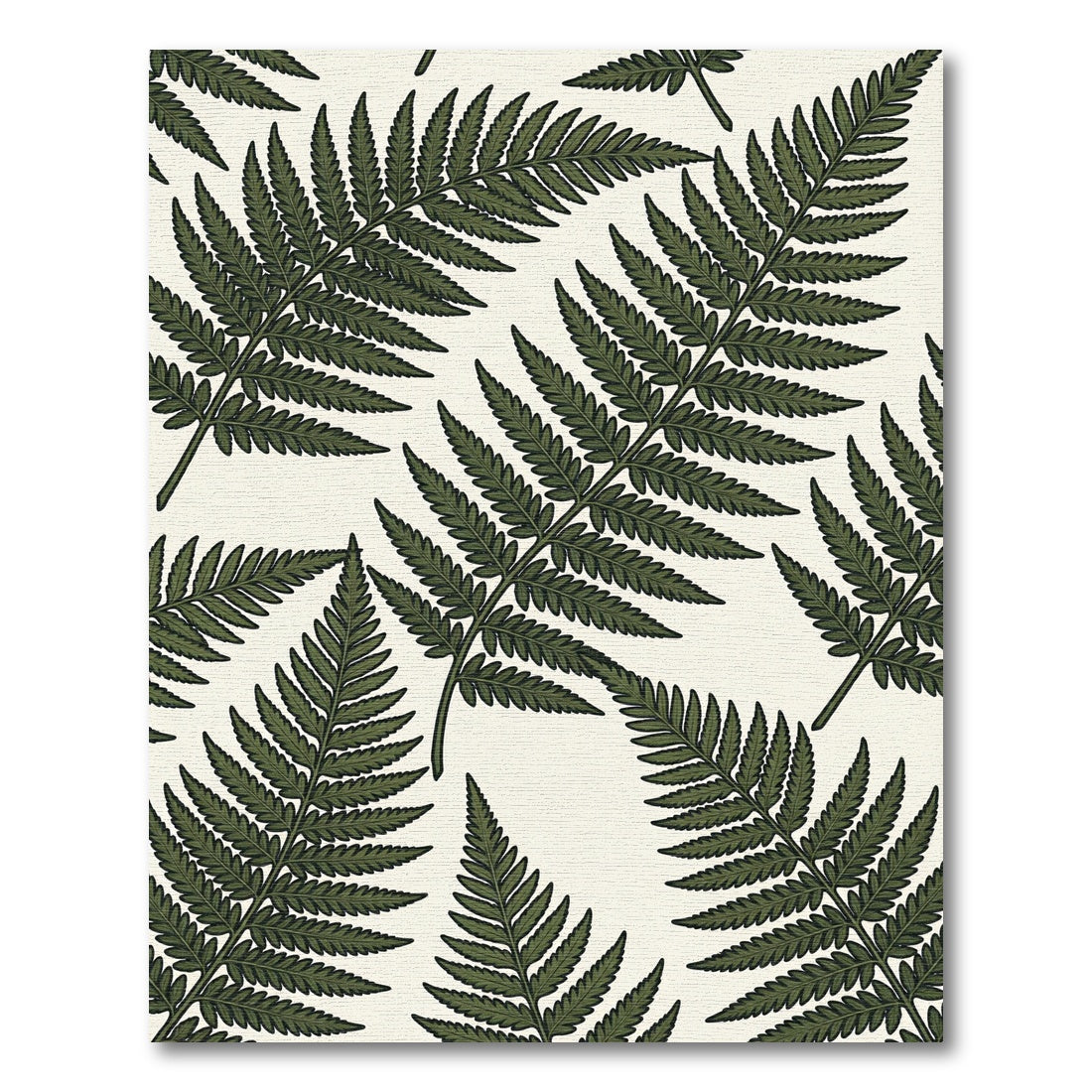 Deep Forest Green Fern Fronds Rug