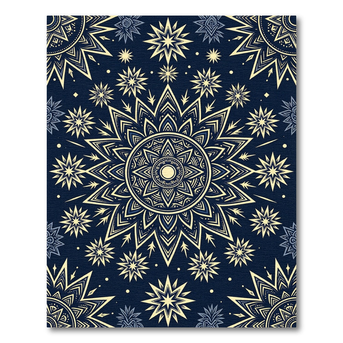 Celestial Navy Blue Starry Mandala Rug