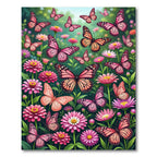 Pink Butterflies Garden Meadow Rug