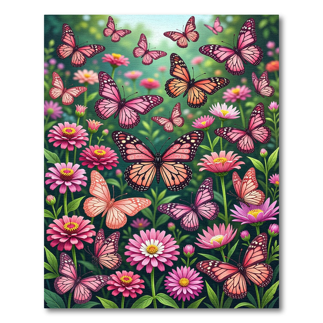 Pink Butterflies Garden Meadow Rug