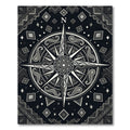 Monochrome Ornate Compass Celestial Graphic Rug