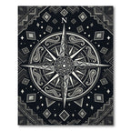 Monochrome Ornate Compass Celestial Graphic Rug