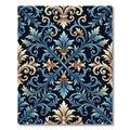 Elegant Blue and Gold Acanthus Scroll Rug