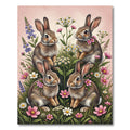 Whimsical Meadow Bunnies and Wildflowers Rug