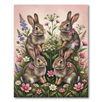 Whimsical Meadow Bunnies and Wildflowers Rug