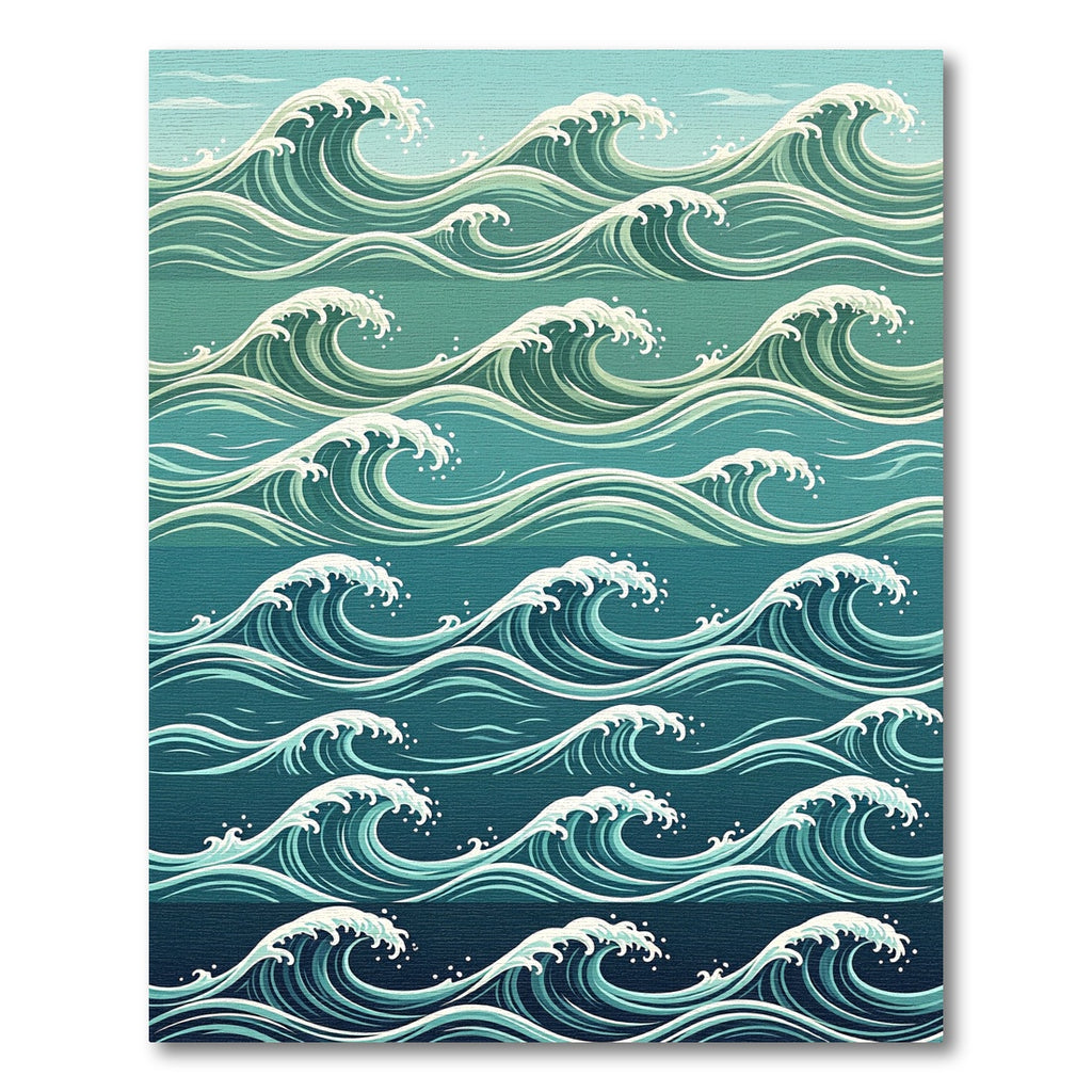 Ocean Teal Minimalist Wave Gradient Rug