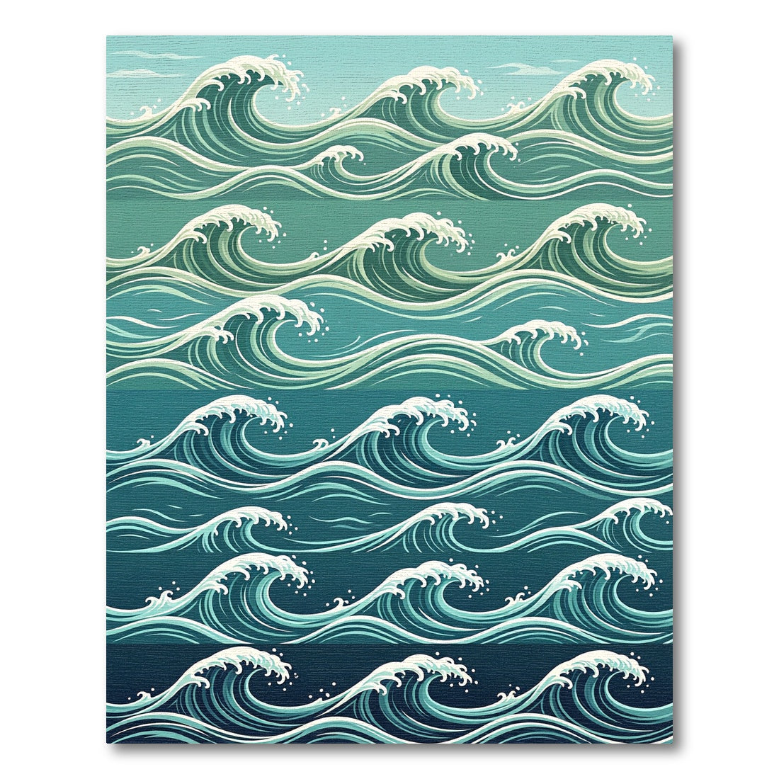 Ocean Teal Minimalist Wave Gradient Rug
