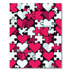 Pink White Heart Puzzle Collage Rug