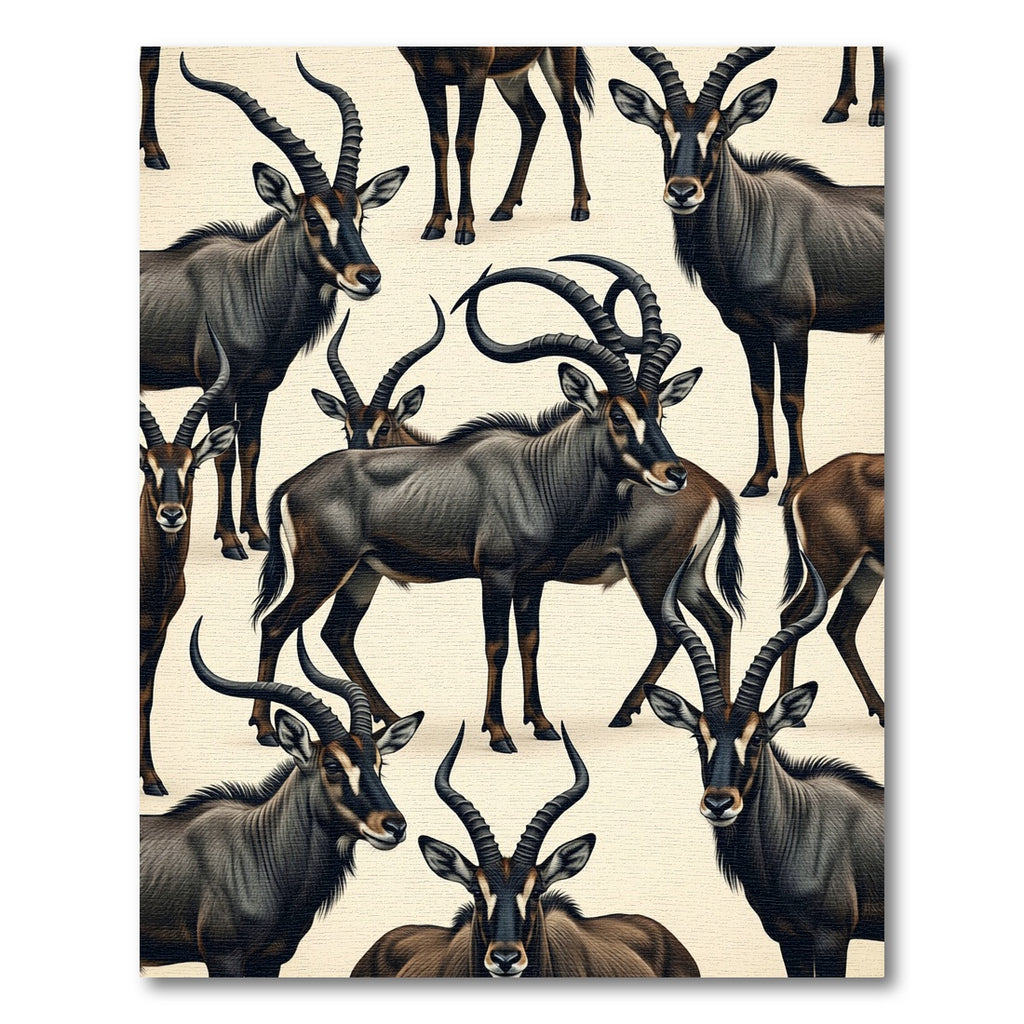 Sable Antelope Neutral Wildlife Art Rug