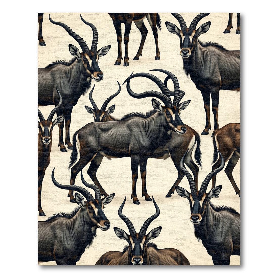 Sable Antelope Neutral Wildlife Art Rug