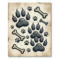 Vintage Animal Tracks and Bone Illustration Rug