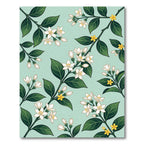 Green Leaf White Blossom Sprig Rug