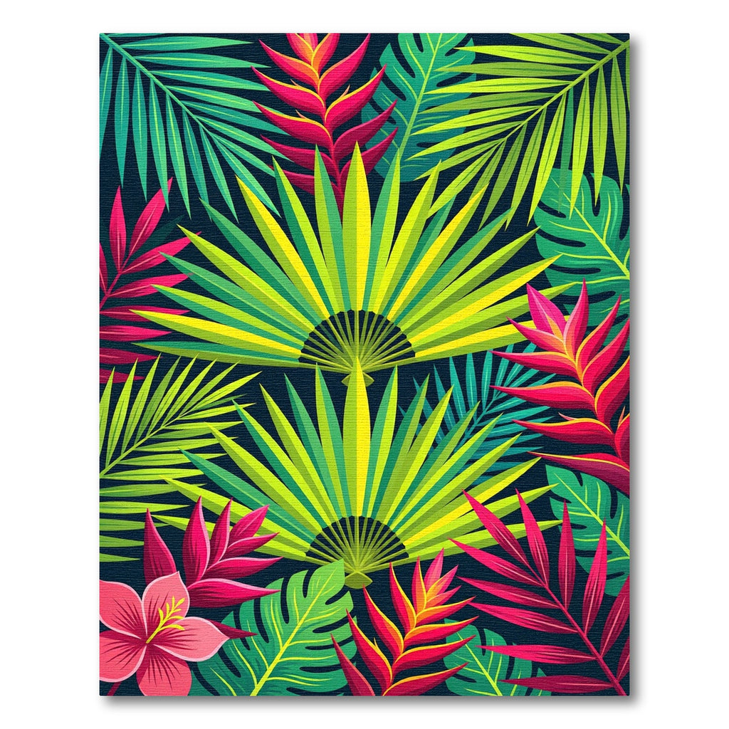 Lush Tropical Foliage Vibrant Botanical Rug