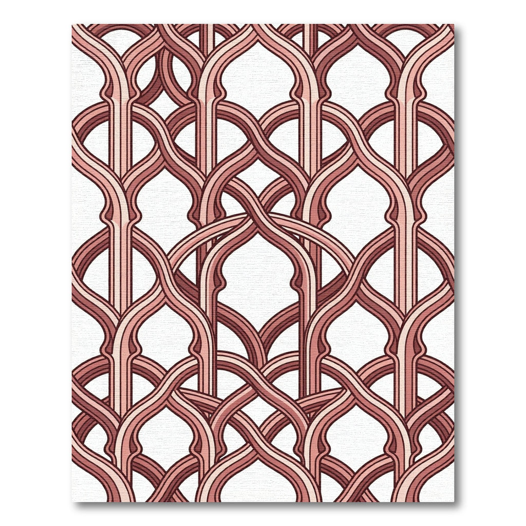 Blush Interlocking Arch Lattice Geometric Rug
