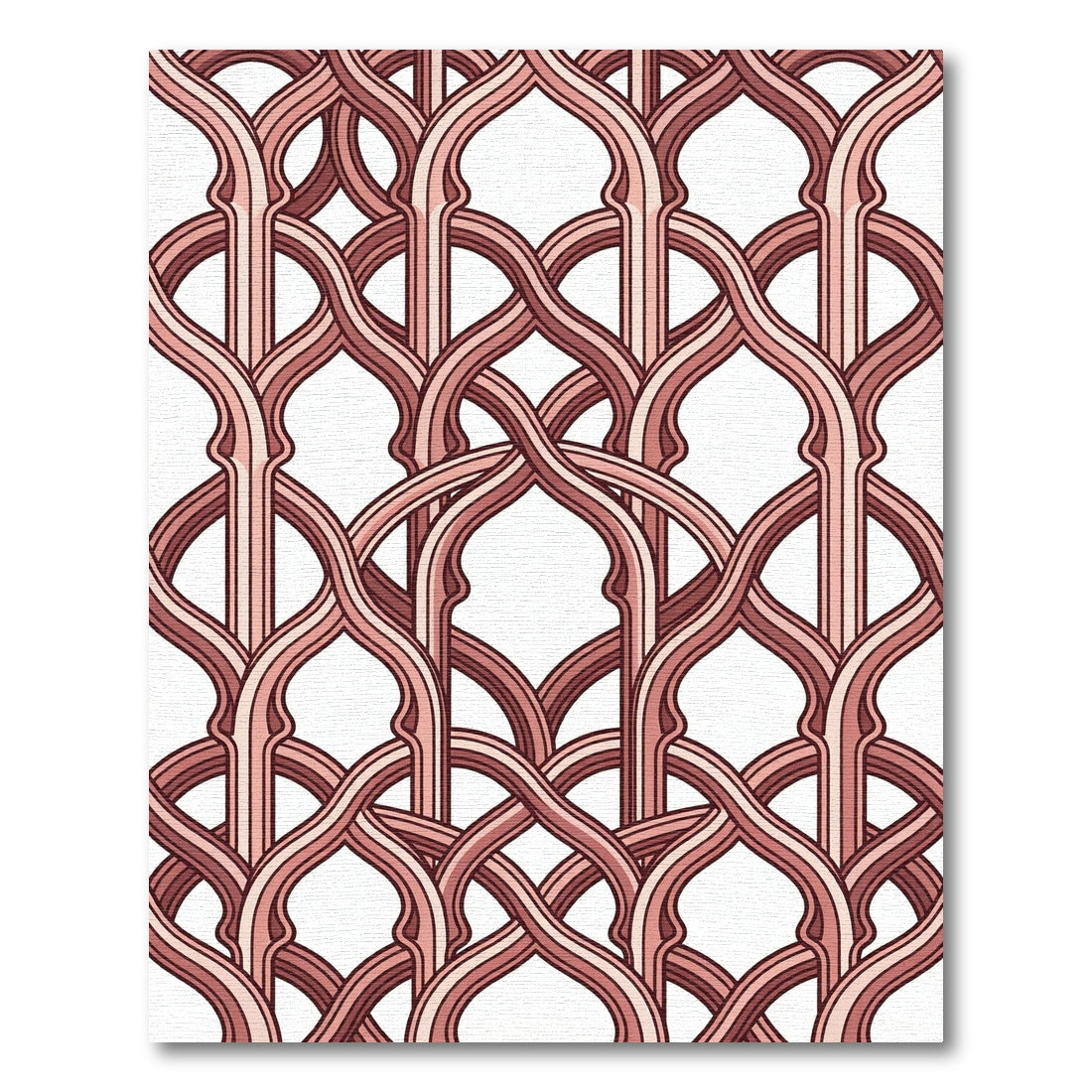 Blush Interlocking Arch Lattice Geometric Rug