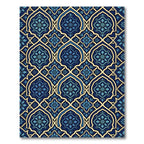 Royal Blue Floral Damask Tile Rug
