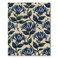 Art Nouveau Blue Honeysuckle Floral Scroll Rug