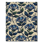 Art Nouveau Blue Honeysuckle Floral Scroll Rug
