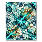 Radiant Teal Watercolor Burst Abstract Rug
