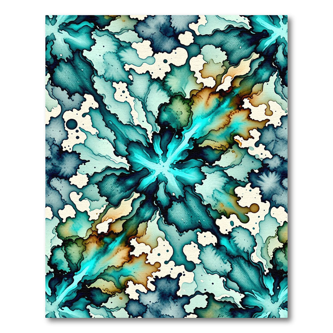 Radiant Teal Watercolor Burst Abstract Rug