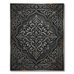 Ornate Charcoal Monochromatic Floral Filigree Rug
