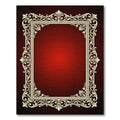 Ornate Ivory Scrollwork Red Sunburst Rug