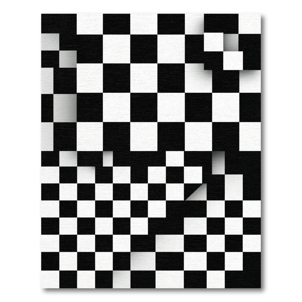 Monochrome Geometric Abstract Checkerboard Square Rug