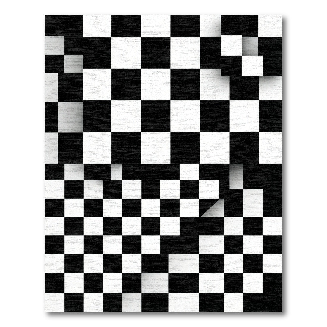 Monochrome Geometric Abstract Checkerboard Square Rug