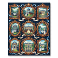 Gilded Rococo Estate Aristocratic Court Scenes Rug