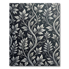 Elegant Black White Leaf Vine Rug