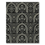 Black and Gray Arch Floral Scroll Rug