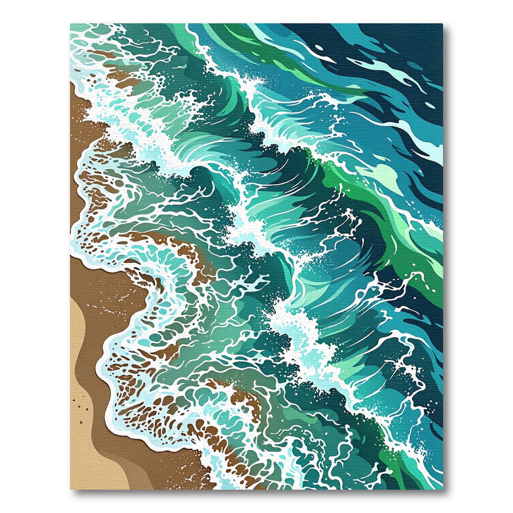 Abstract Teal Ocean Wave Art Rug