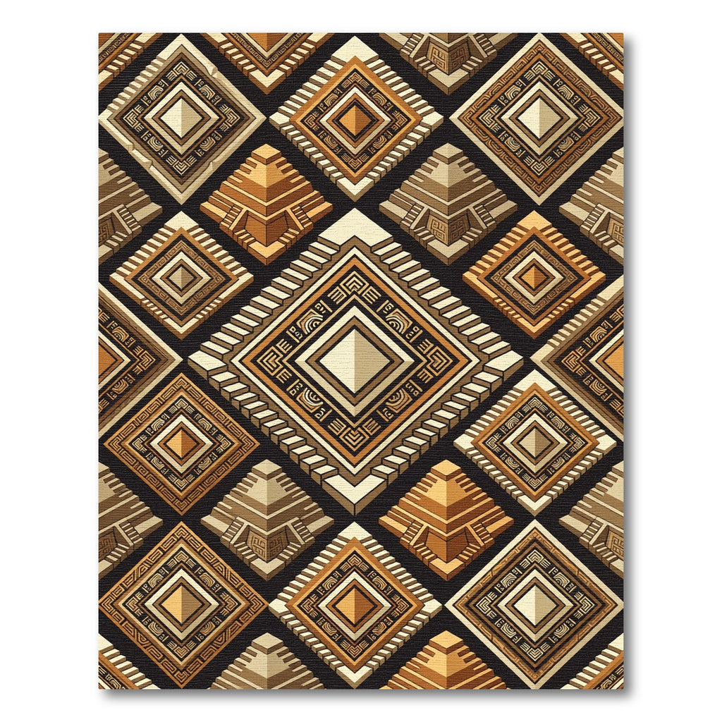 Aztec Sun Pyramid Tribal Diamond Rug