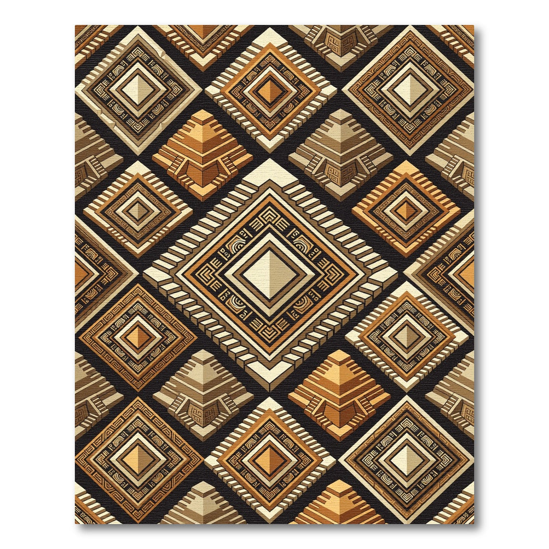 Aztec Sun Pyramid Tribal Diamond Rug
