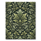 Sage Green Damask Botanical Scroll Rug