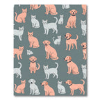 Playful Minimalist Cats and Dogs Illustration Rug