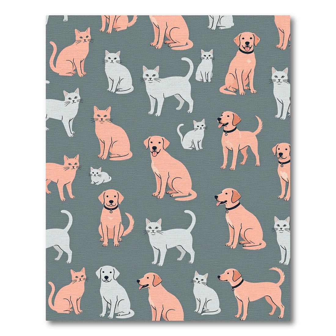 Playful Minimalist Cats and Dogs Illustration Rug