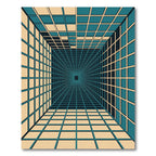 Geometric Teal and Cream Infinity Tunnel Rug