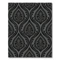 Black Floral Damask Gray Background Rug
