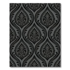 Black Floral Damask Gray Background Rug