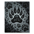 Monochromatic Paw Print Wildlife Collage Rug