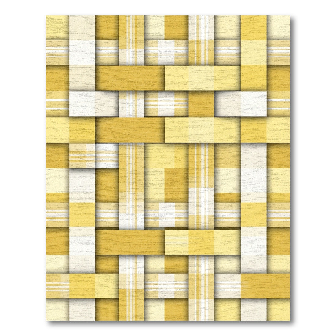 Golden Yellow Woven Plaid Overlay Rug