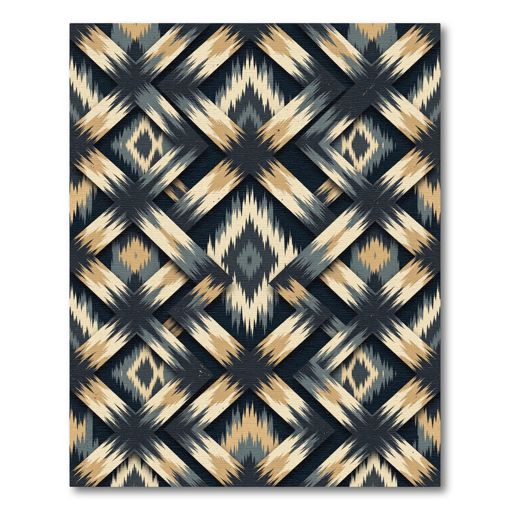 Earthy Diamond Lattice Ikat Rug