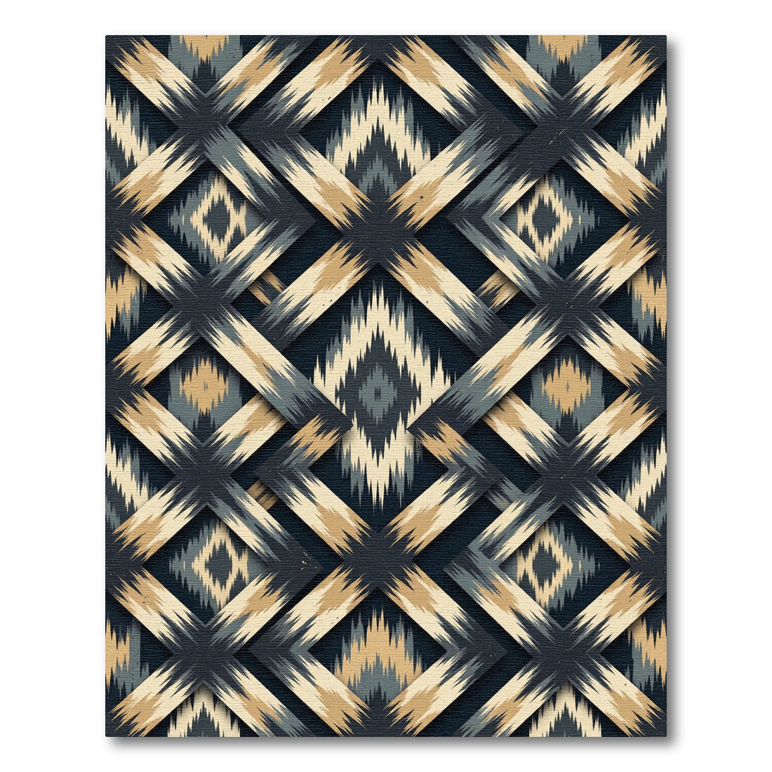 Earthy Diamond Lattice Ikat Rug