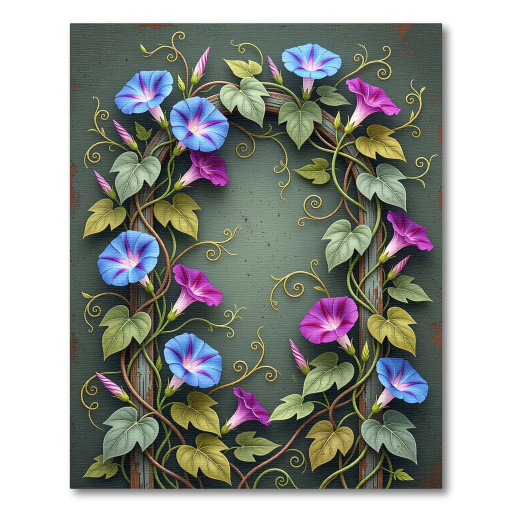 Blue and Purple Morning Glory Vine Rug