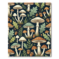 Earthy Forest Mushroom and Acorn Illustration Rug