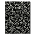Black Silver Floral Scrollwork Ornament Rug