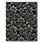 Black Silver Floral Scrollwork Ornament Rug